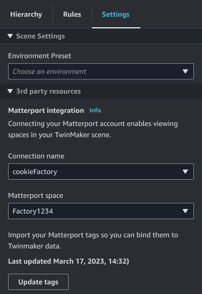 显示带有更新标签按钮的设置选项卡。
